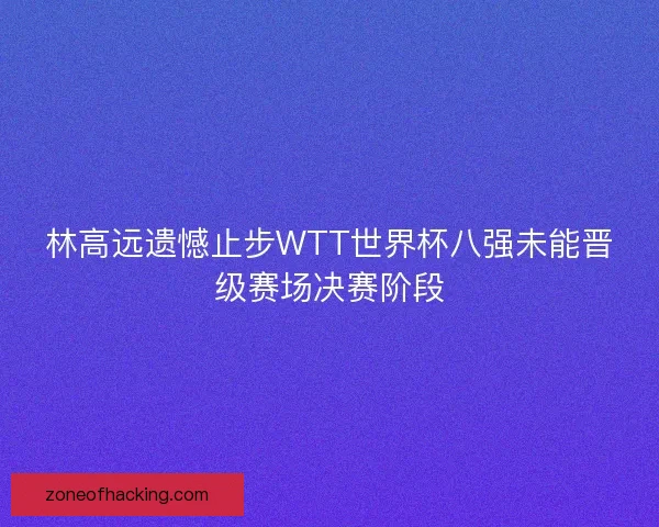 林高远遗憾止步WTT世界杯八强未能晋级赛场决赛阶段